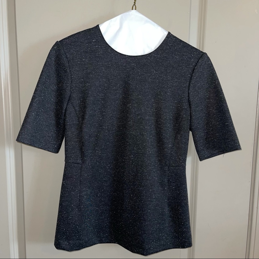 Theory Fitted Short Sleeve Shell Top Melange Ponte